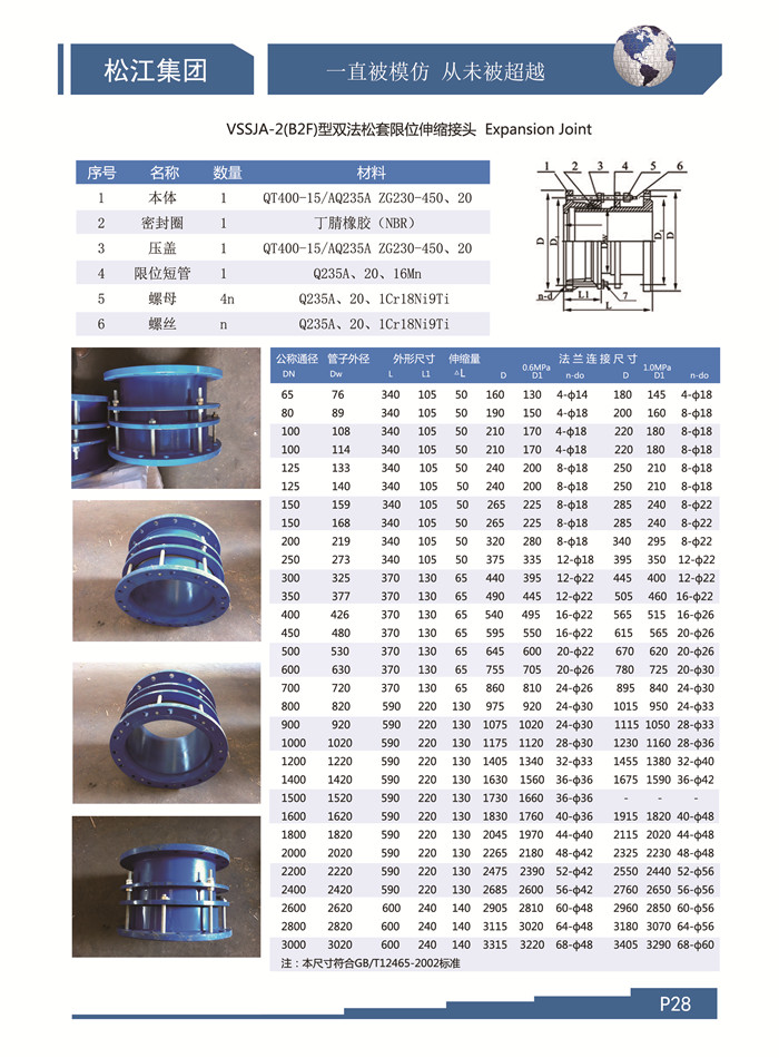 上海雙法蘭伸縮接頭，上海松套伸縮接頭，上海限位伸縮接頭